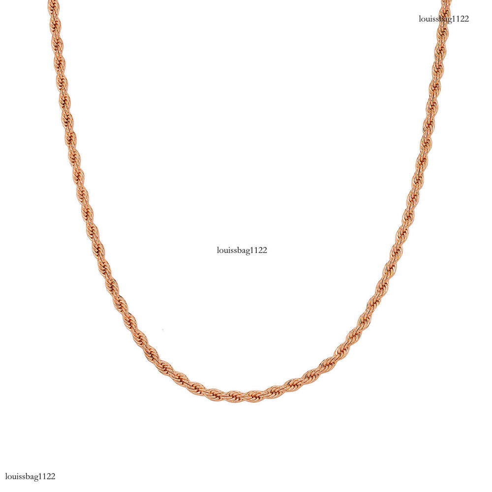 Hip Hop Plain Chain 3mm Dense Sterling Silver Twist Necklace Color Retention Electroplated Twisted Rope Bracelet