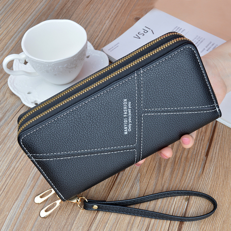 New Women's Long Wallet Double Zipper Designer Bag Clutch Fashionable Luxury Bag Lychee Pattern Soft Leather Large Capacity Double Layer Wallet P