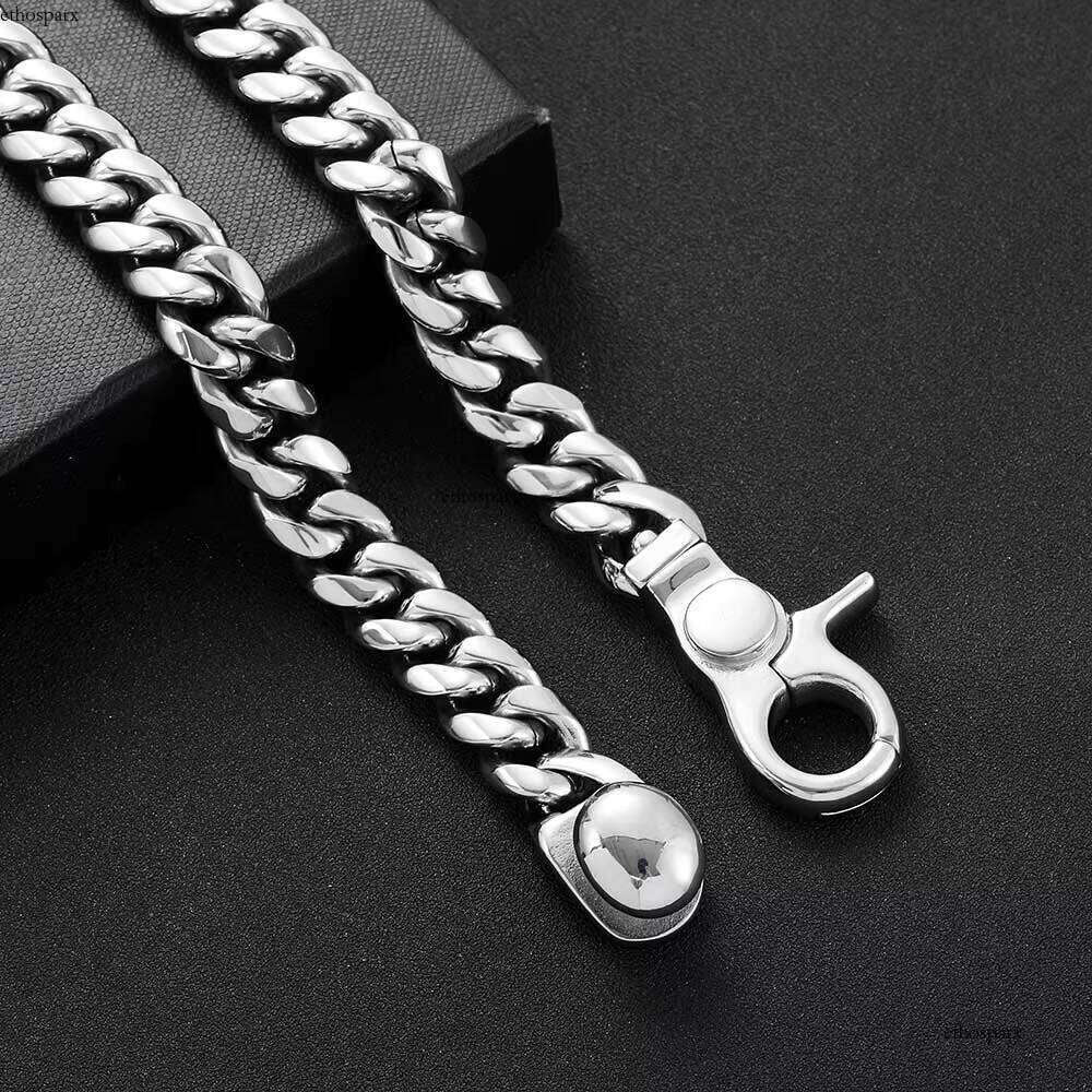 Personalized Men's Hip Hop Fashion Jewelry Stainless Steel with Big Clasp Sier Cuban Link Chain Bracelet for Gift