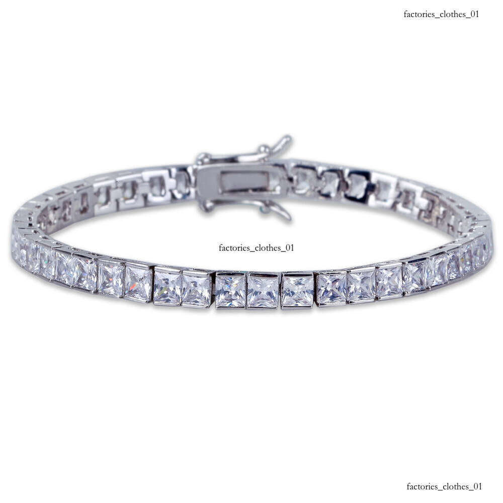 Hip-Hop Jewelry 6MM Single Row Square Tennis Chain Necklace Sterling Silver Inlaid Moissanite chain Full Dia Bracelet Accessories