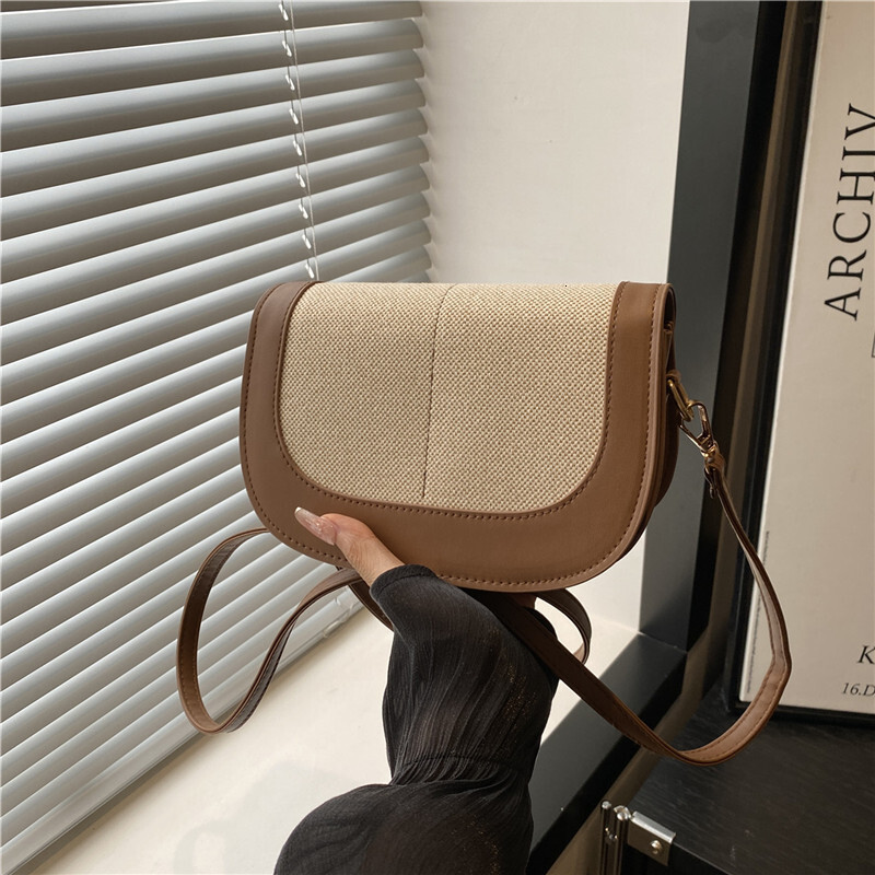 2025 Autumn New Fashionable Women s Shoulder Bag Flip Cover Color Block Saddle Armpit fashion Crossbody Niche Design Designer