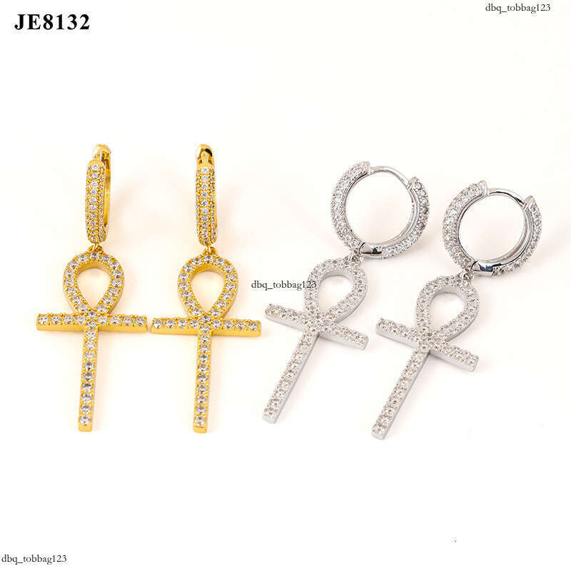 ICED OUT INS Style Cross Men's Hip Hop Earrings Fashion Street Hiphop Studs