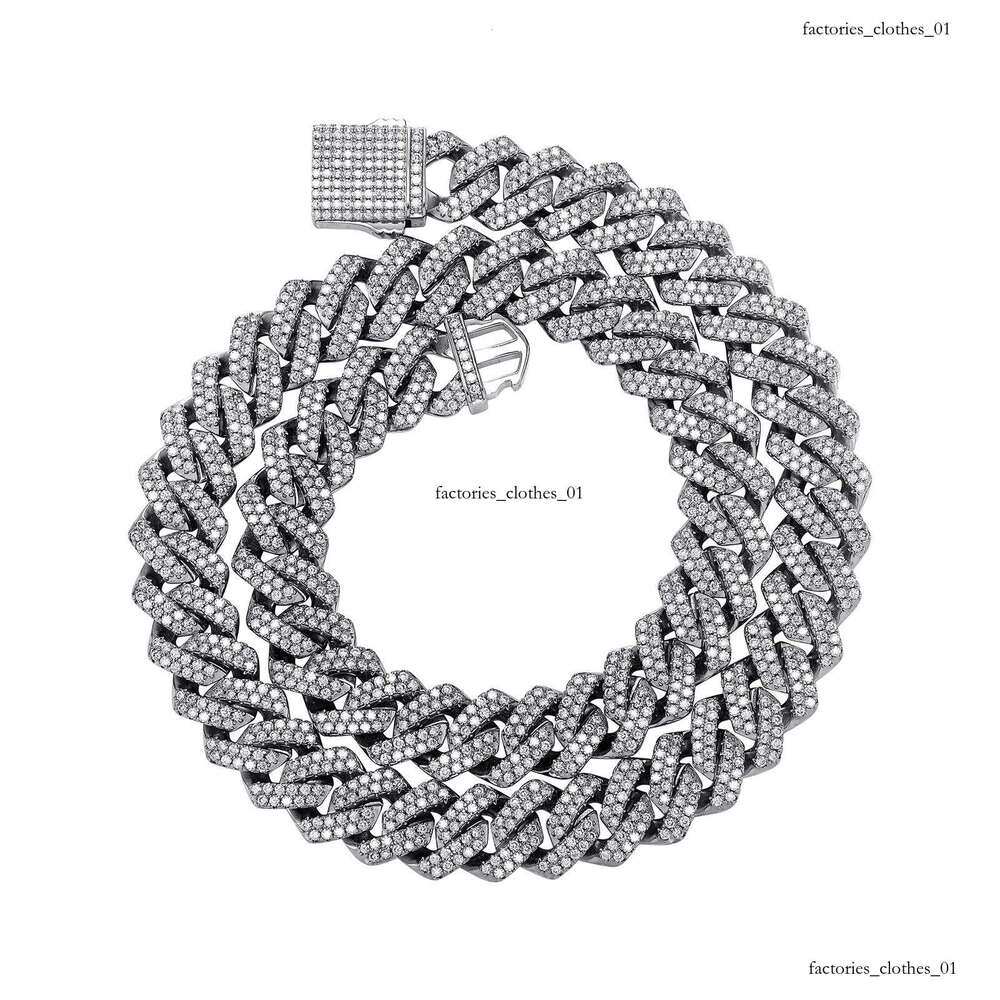 Iced Out VVS Starry Sky 14MM Full Dia Moissanite Dia-Shaped Hip-Hop Cuban Chain Men's Light High-End Jewelry