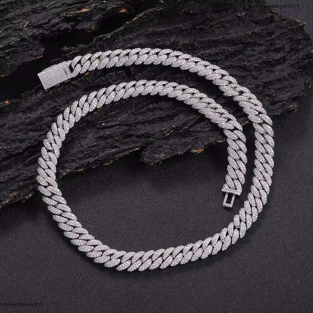NUOYA 10mm Hip Hop Jewelry Iced Out VVS Moissanite Miami in Sier Cuban Link Chain Bracelet