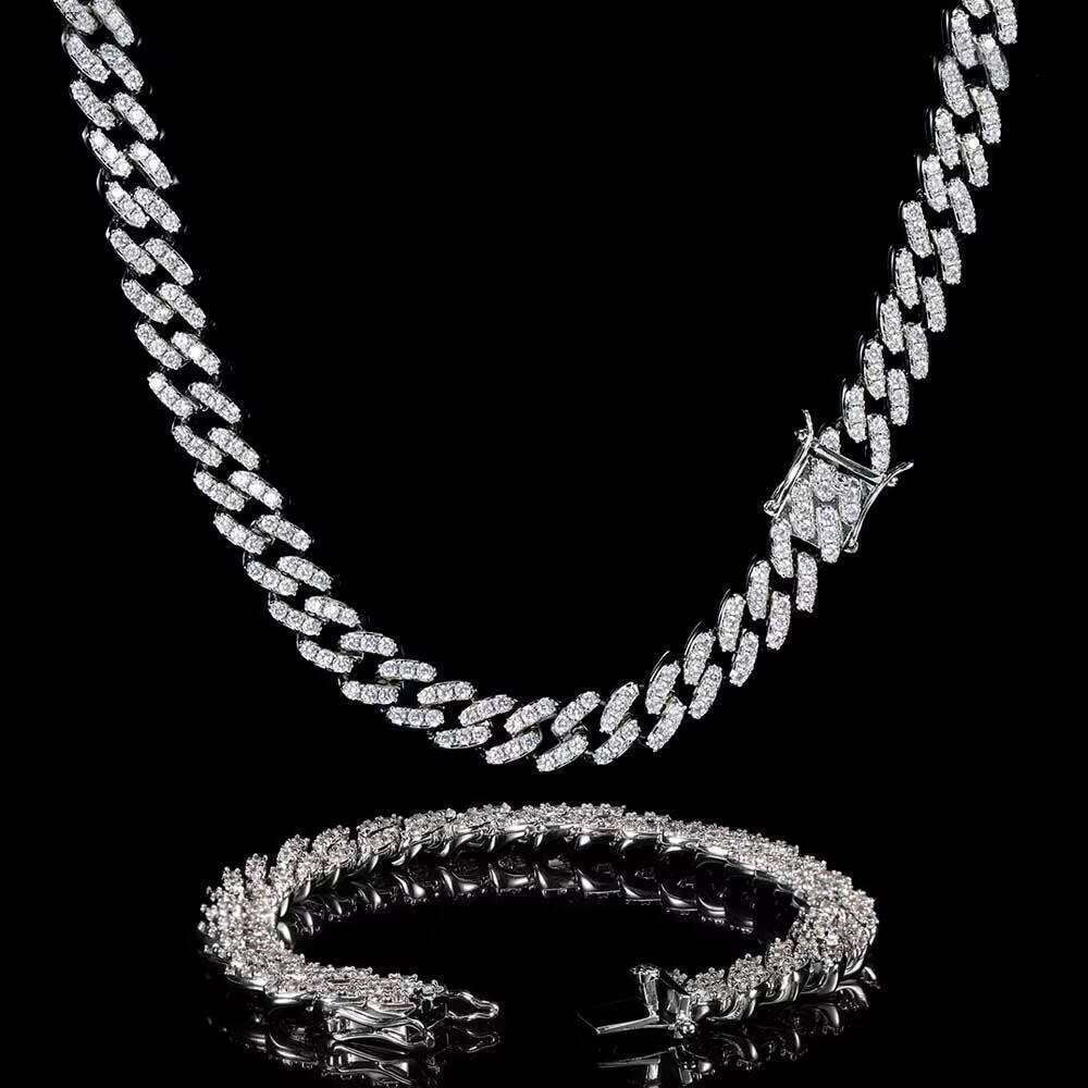 NUOYA 9MM Bling Iced Out Dia Hip Hop Wholesale Miami Cuban Link Chain Bracelet for Men Jewelry