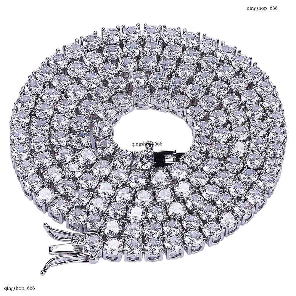 Hip Hop Tennis Chain Full Dia Necklace Sterling Silver Inlaid Moissanite chain Men Women Trendy Accessories