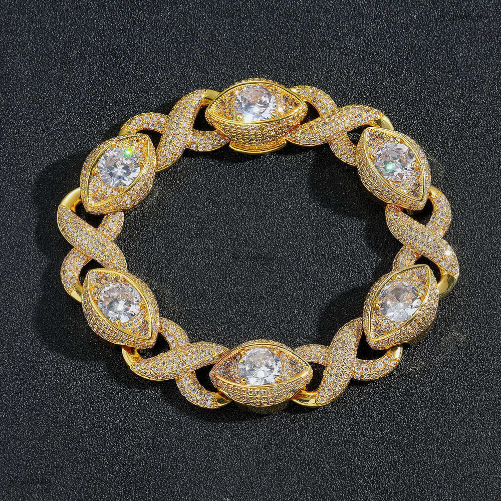 15MM Infinite Eye Figure-8 Cuban Chain Micro Paved Zircon Personality Street Niche Hip Hop Men's Bracelet