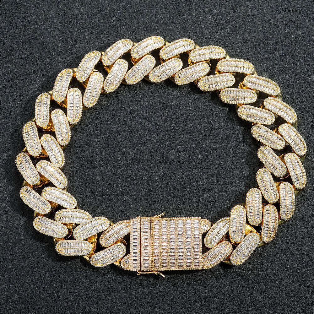 40mm Large Cuban Chain Full T Square Moissanite chain Real Gold Plated Hip Hop Punk Men's Personality Necklace