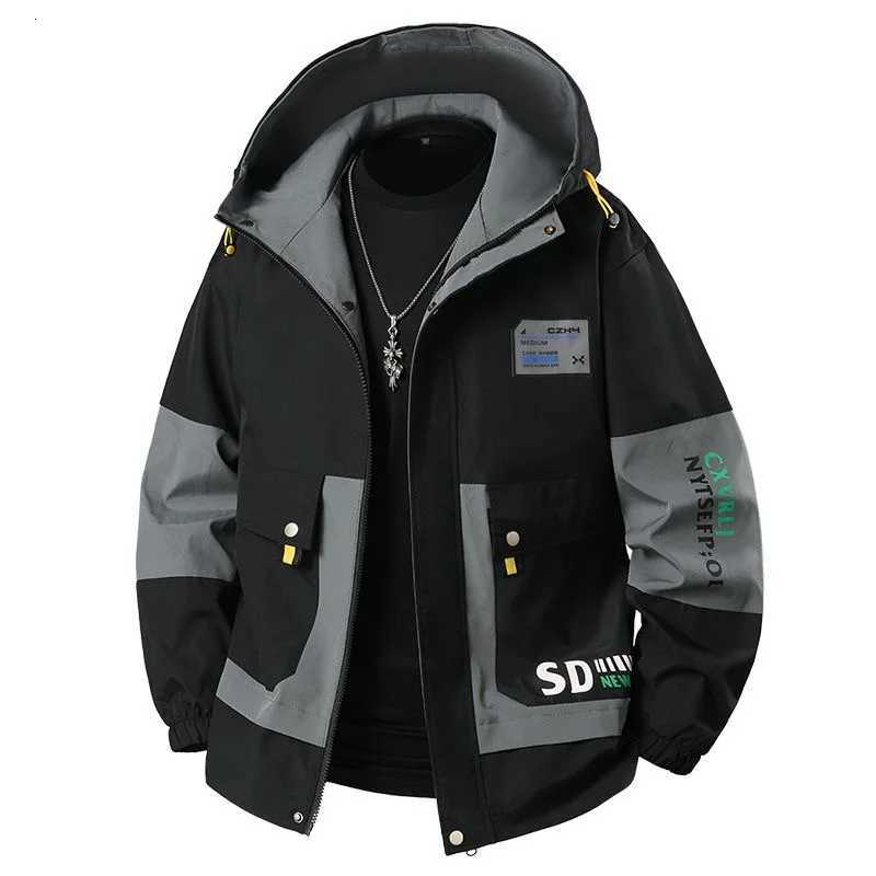 Autumn and Spring New Fashion Trend Sports Hooded Workwear Jacket Mens Casual Loose Comfortable Windproof Plus Size Coat W250809