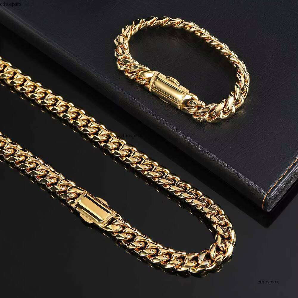 Hip Hop Fashion Jewelry Fine Polished Stainless Steel Gold Plated Customized Men's Cuban Link Chain Necklace