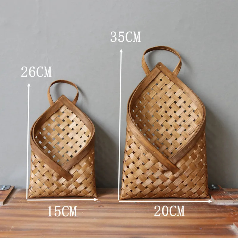 Bamboo Hanging Baskets Natural Handmade Woven Storage Basket Plant Flower Pot Wedding Home Garden Wall Decoration 250808