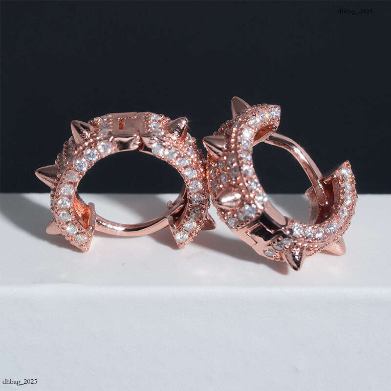 Hip Hop Sier Moissanite Stud Geometric Shape Unisex Earrings