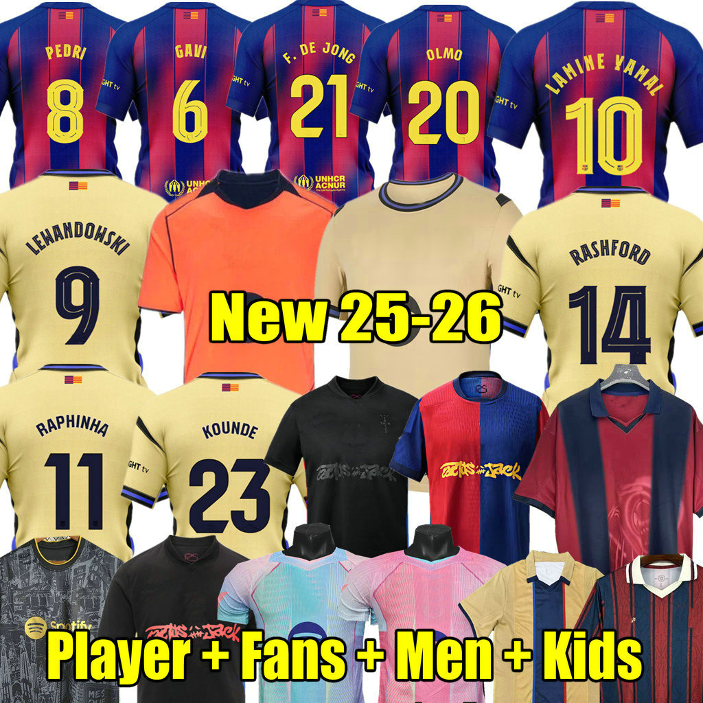 LAMINE YAMAL 25 26 Soccer Jersey PEDRI RASHFORD 2025 2026 RAPHINHA GAVI barcelonaES maillots fourth football shirt kids kit uniform DE JONG LEWANDOWSKI OLMO FERRAN