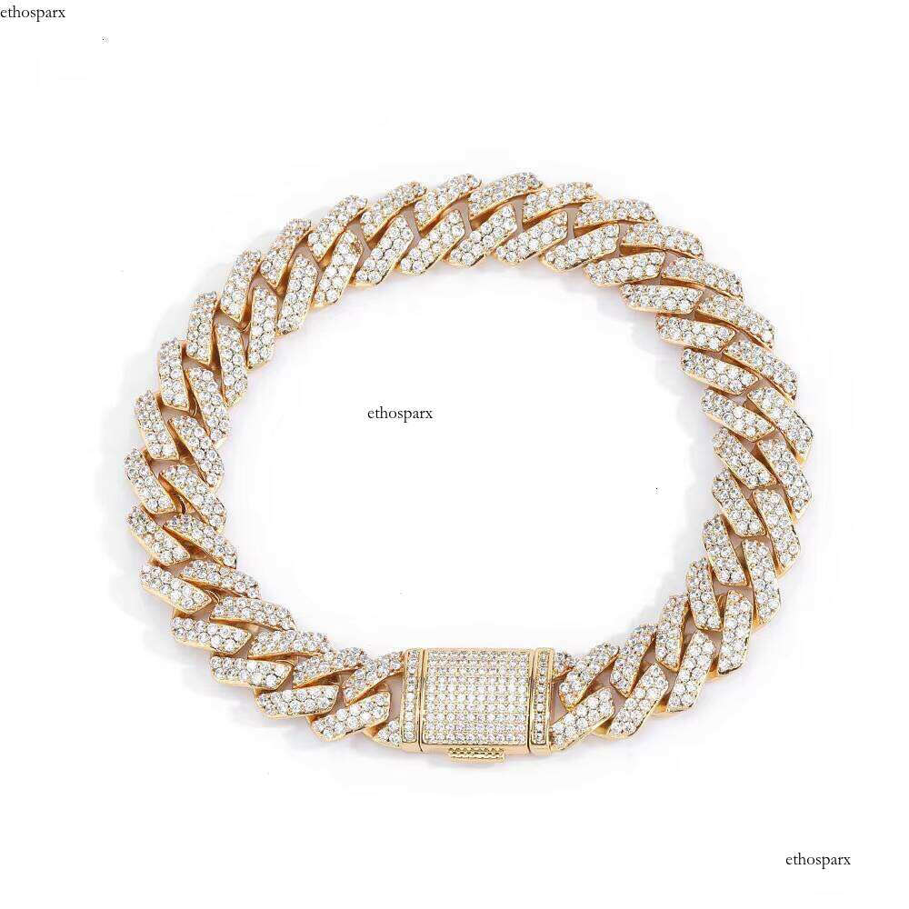 Hot Sale 10mm Dia Iced Out Two Row CZ Stone Sier Miami Cuban Link Bracelet