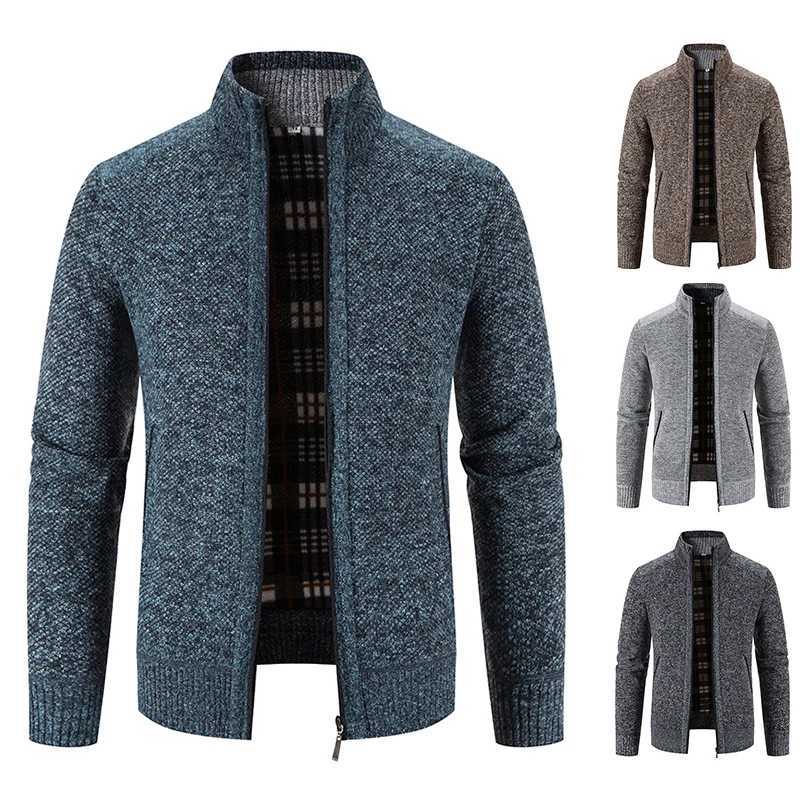 Mens Knit Jacket Super Soft Sweater Cardigan Zipper Up Winter Thickened Warm Jumper Smart Casual Clothing for Men Cold Overcoat W250809