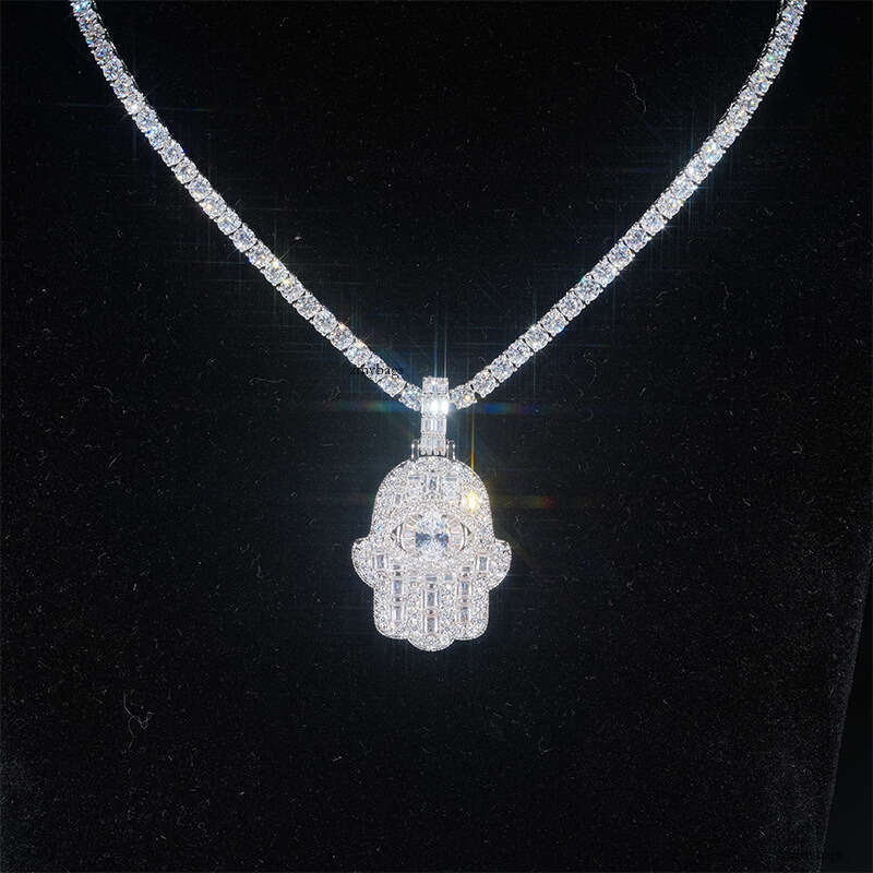 Hip-Hop Pendant Personality Fashion Unisex Necklace Accessories Sterling Silver Micro-Inlaid 5A Moissanite chain