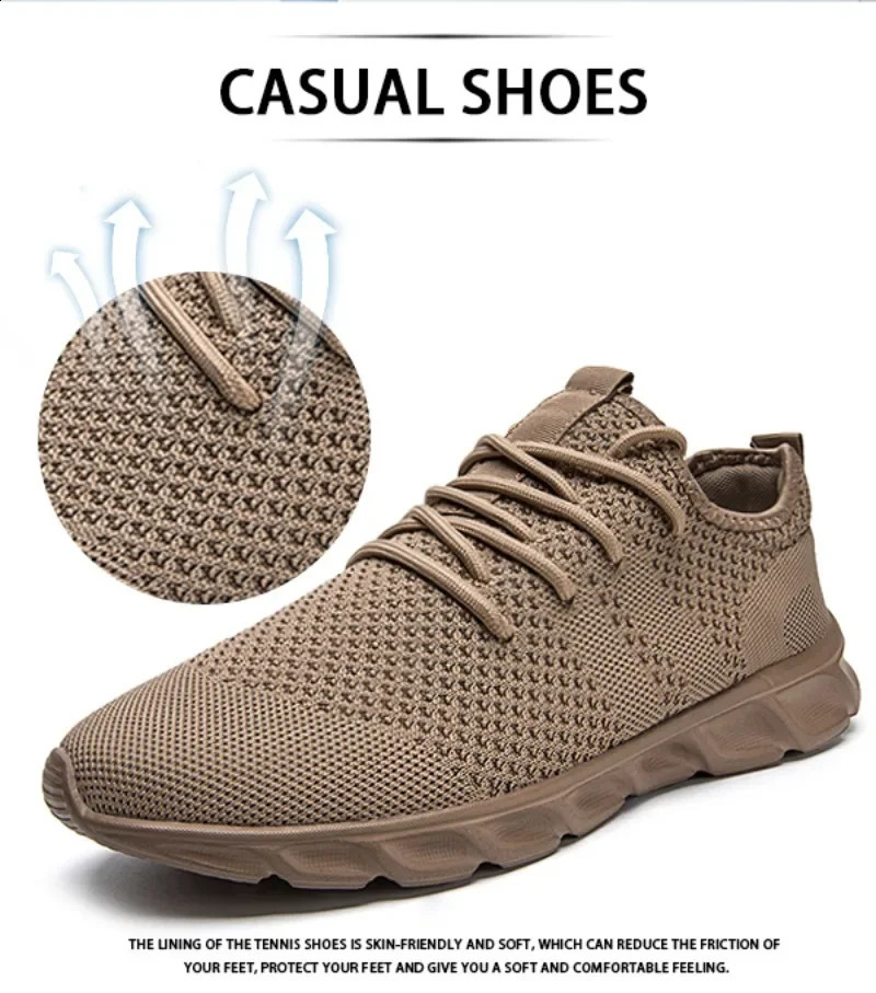 Mens Sneakers Breathable Running Shoes Ultralight Comfortable Casual Footwear Shoe Fashion Trendy Mesh Shoe Size 36-46 250805