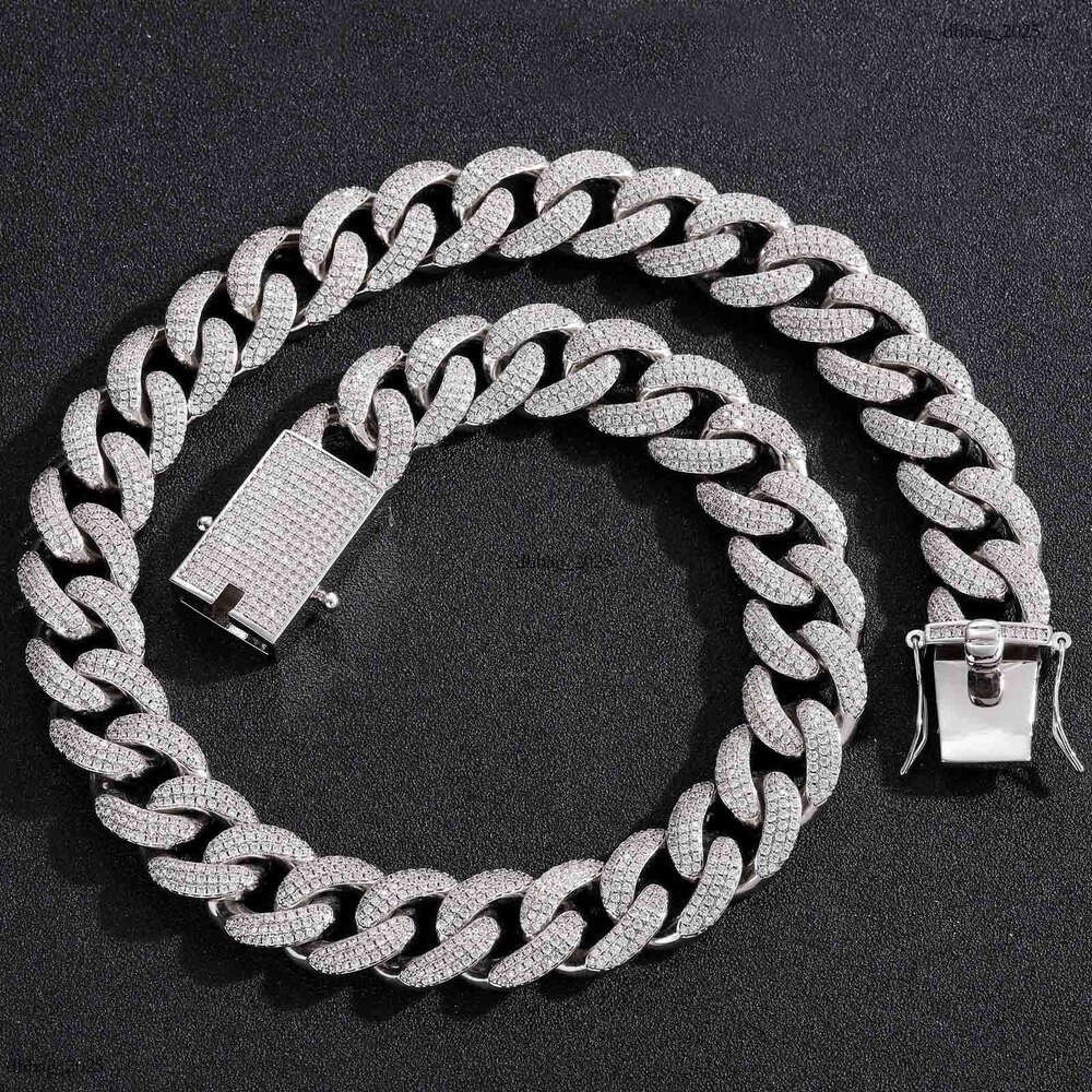 Men's Hip-Hop 18mm Three-Row Cuban Chain Personalized Micro-Paved Moissanite chain Accessories Necklace