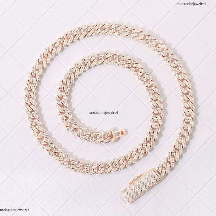 XingGuang Pass Test Sier Dia Link Necklace Iced Out 8mm Hip Hop VVS Moissanite Cuban Chain for Men