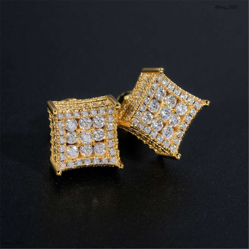 2024 New Men and Women Hip Hop Sier Inlaid Moissanite VVS Stud Earrings