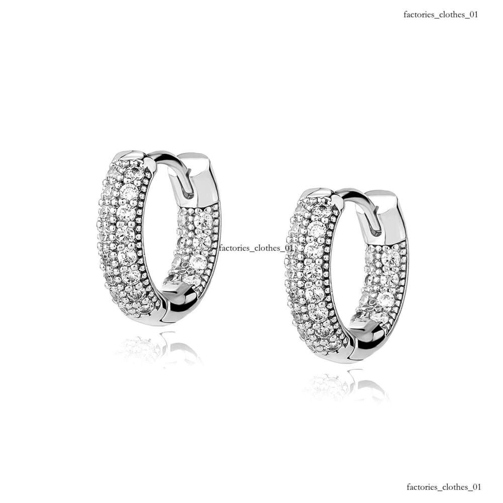 Double Row Zircon Hollow Light Fashion Hip Hop Earrings Exaggerated Personality Ear Jewelry