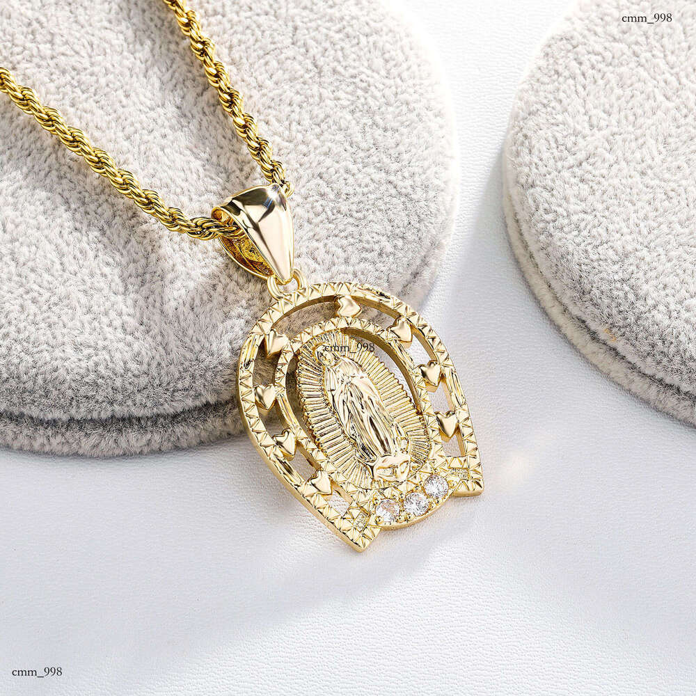 Gold-Plated Buddha Statue Moissanite chain Pendant Guardian God Men's Peace Tag Hip-Hop Trend Solid Necklace
