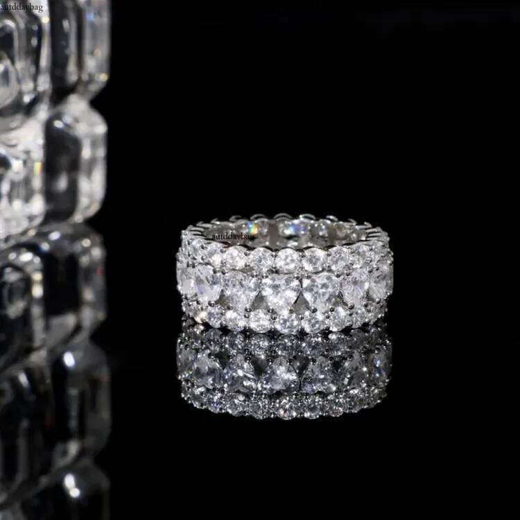 Choucong Brand Sparkling Top Sell Wedding Rings Gorgeous Jewelry Full Stack Heart Shape White Lab Moissanite Dia Eternity Women Lover Ring Gift