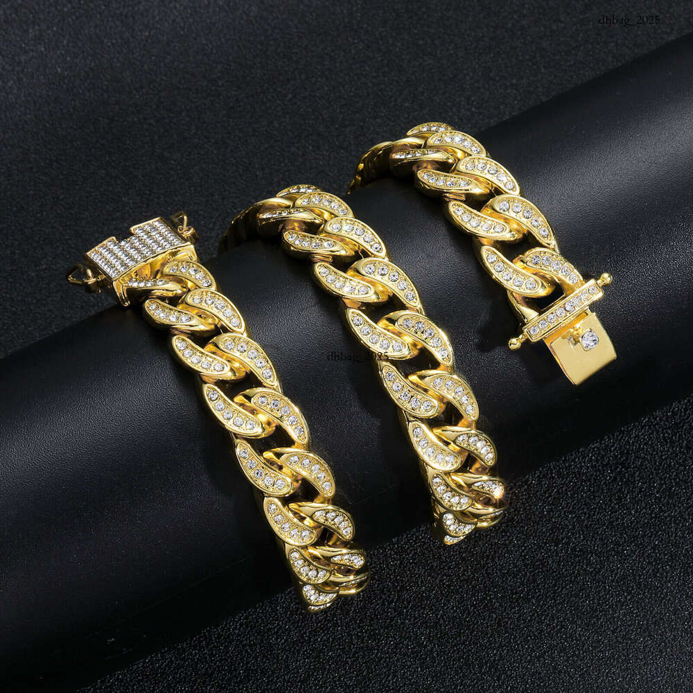 New Men's 13mm Full Dia Cuban Chain Alloy Hip-Hop Gold Necklace