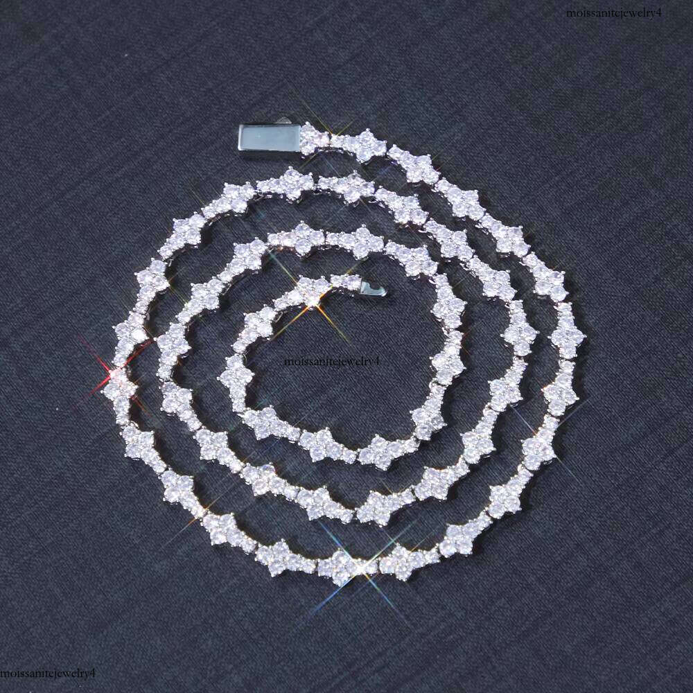 Hip Hop Necklace Gold Sier GRA Certificate D/VVS Moissanite Dia Cuban Chain