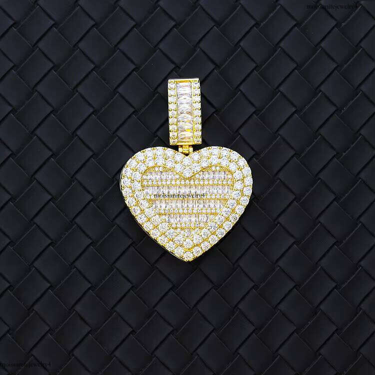 New Design Hip-hop Jewelry Sterling Sier VVS Moissanite Dia Heart Shape Pendant