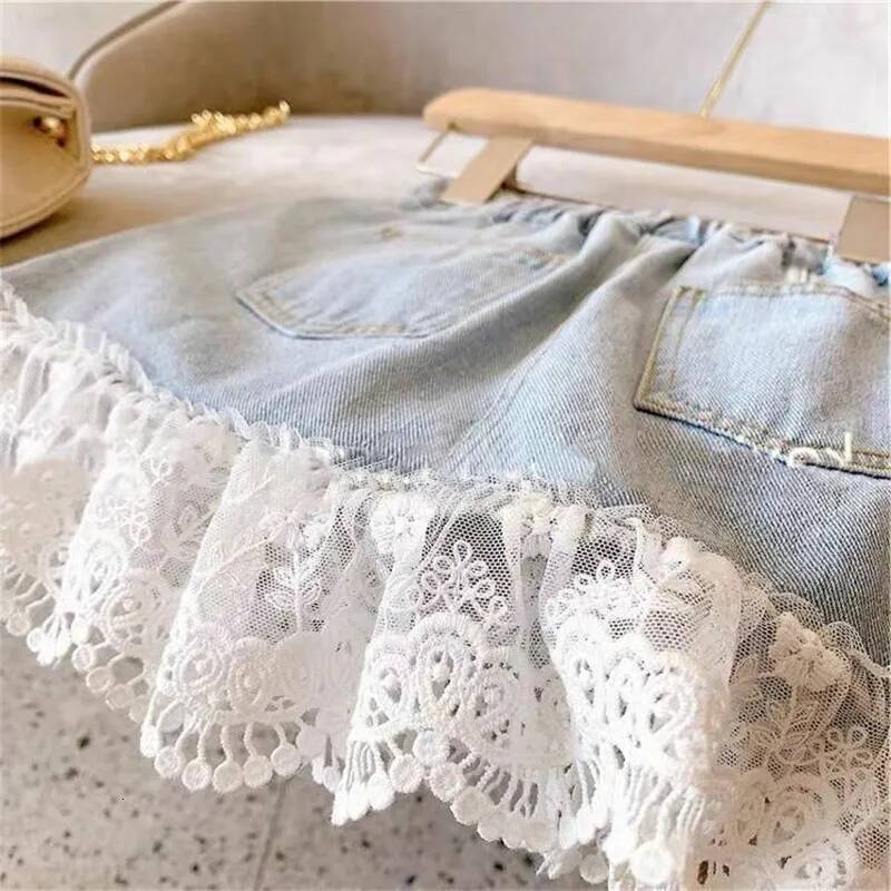2025 New Summer Children's Baby Girls' Cowboy Skirt Cotton Lace Bottom Children's Girls' Skirt Korean Sweet Preschool Girls' 