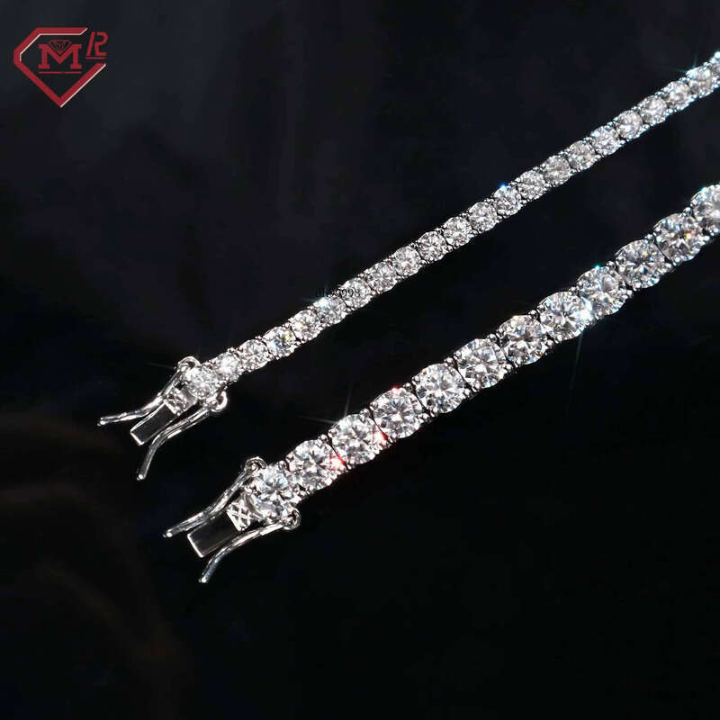 Sterling Sier Necklace 5mm Womens Vvs Iced Out Dia Moissanite Tennis Chain