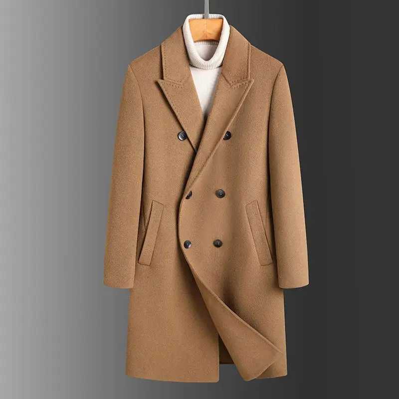 2025 Mens Extra Long Double Row Woolen Coat Thickened For Winter Casual Scene Regular Style Other Type Trench XJ250809