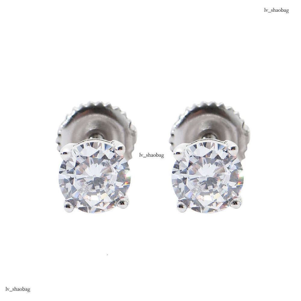 S Full Pure Sier Zircon Simple Style Hip Hop Earrings 3mm 5mm 7mm Unisex Ear Jewelry