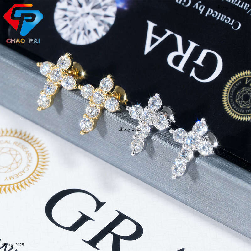ICED OUT New Moissanite CrosIced Out VVS Gold Plated Bestseller Classic Earrings for Men and Women