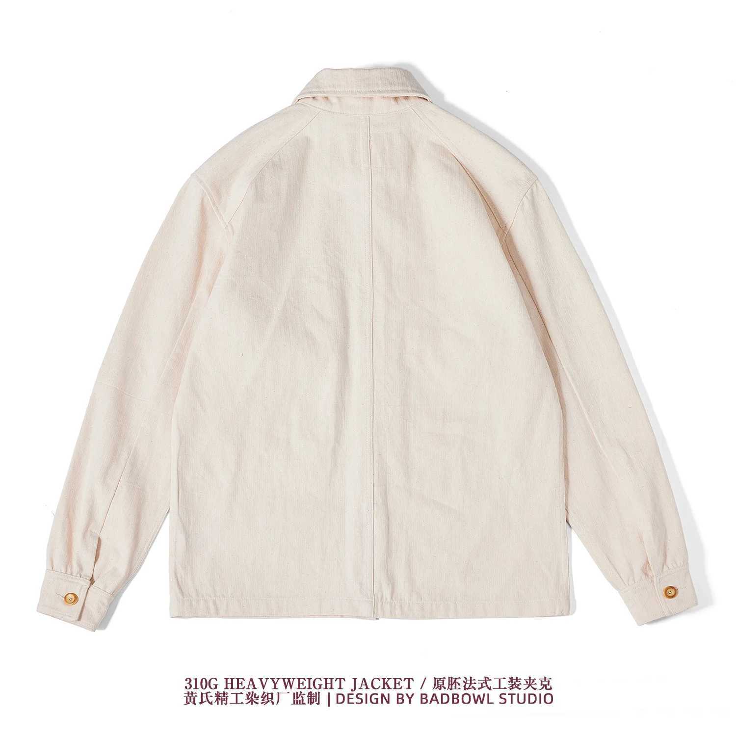 Vintage American-style Herringbone 00% Cotton Washed Raw Denim French Workwear Jacket 2025 Spring Autumn 30gsm W250809