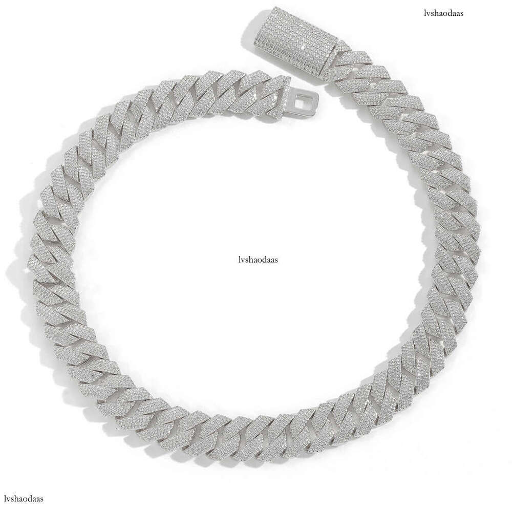 Meisa New 18MM Four-Row Moissanite chain Dia Cuban Personality Trend Necklace Men's Micro-Inlaid Hip-Hop Chain