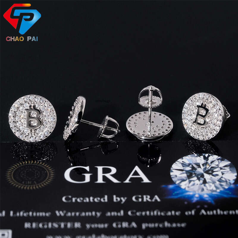 ICED OUT Hip Hop Sier Moissanite Hiphop Trendy Full Dia Electroplated Earrings