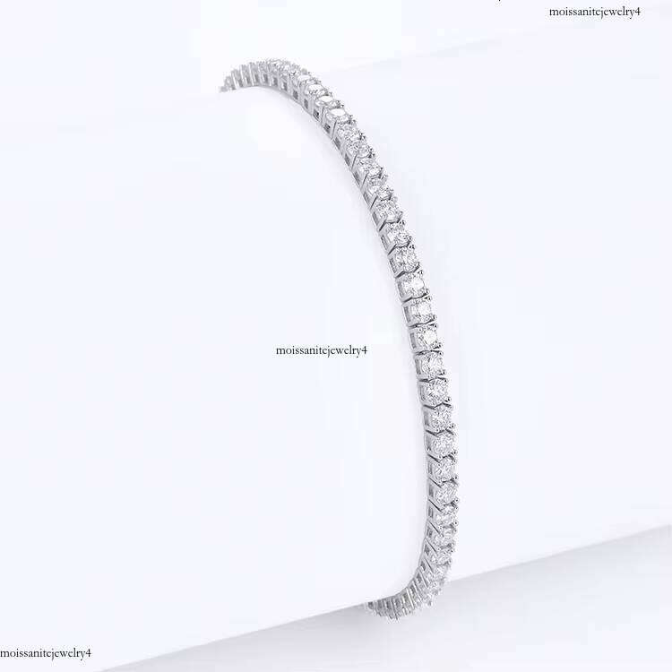 Tennis Chain Sterling Sier 2mm 3mm Melee GRA Moissanite Dia Women's Bracelet Necklace Hiphop Jewelry