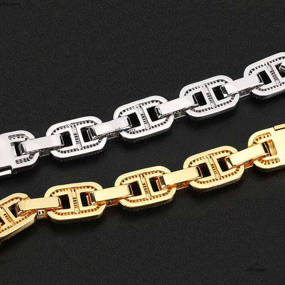 NUOYA Durable 15MM Cuban Link Chain Iced Out Bling Baguette Zircon Necklace Hip Hop Jewelry Personalized Gift