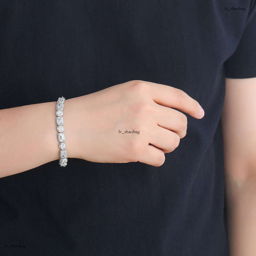 8mm Round Rock Candy Chain Bracelet T Square Zircon Creative Niche Men's Hip-Hop Trendy Jewelry