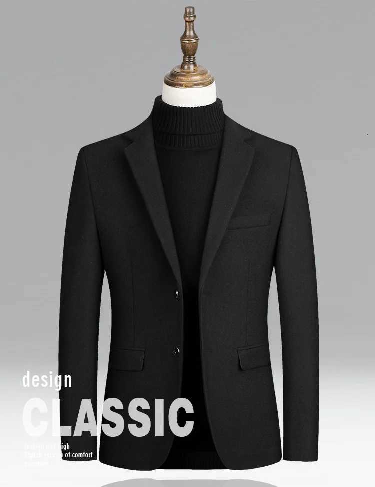 Wool Blazers Solid Men Suits Blends Single Breasted Blazer Turn Down Collar Business Jacket Cardigan Outerwear with Loose Buttons XJ250809