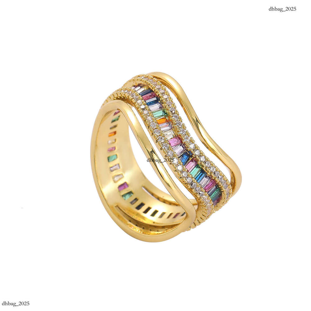 Colorful Cubic Zirconia Irregular Personality Trendy Ring Men's Hip Hop Accessories