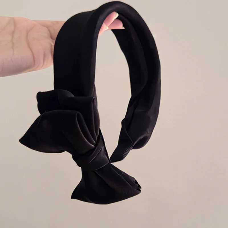 Brand New Retro Satin Side Bow Band Mens High-End Wide-Edged Band Fashionable Temperament Hair Accessories Y250809