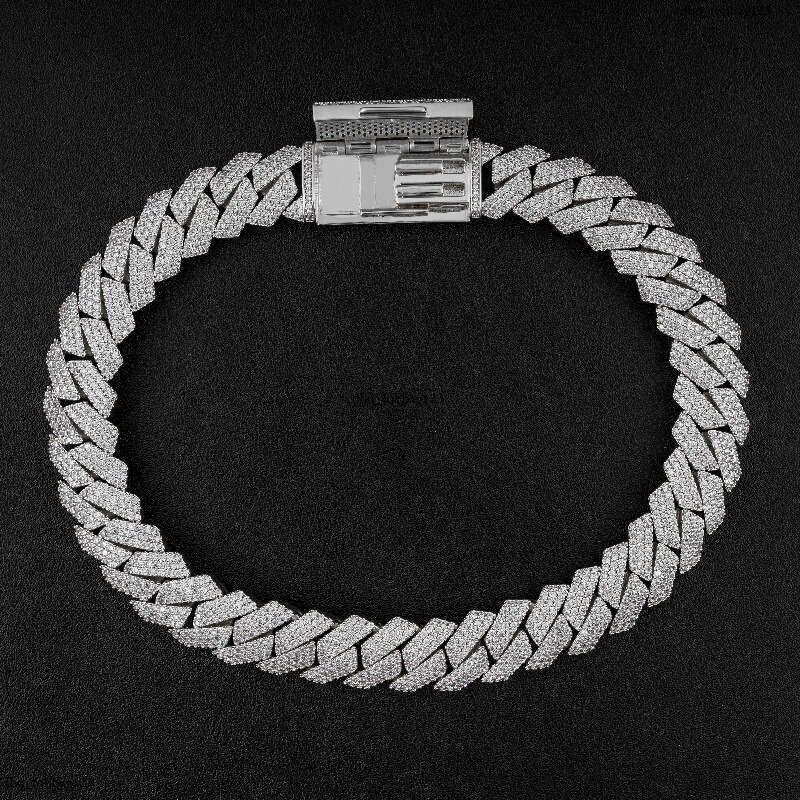 Men's New Hip-Hop Necklace 20mm Three Rows Full Hiphop Dia Cuban Chain Jewelry