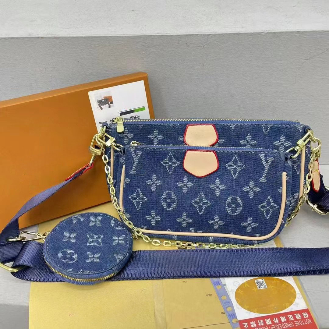 Trendy Checkered dumpling Denim Monogram houlder bag Crobody Bag, Chain - Accented Strap , Suitable for Weekend Outing, Social Gathering, and Caual