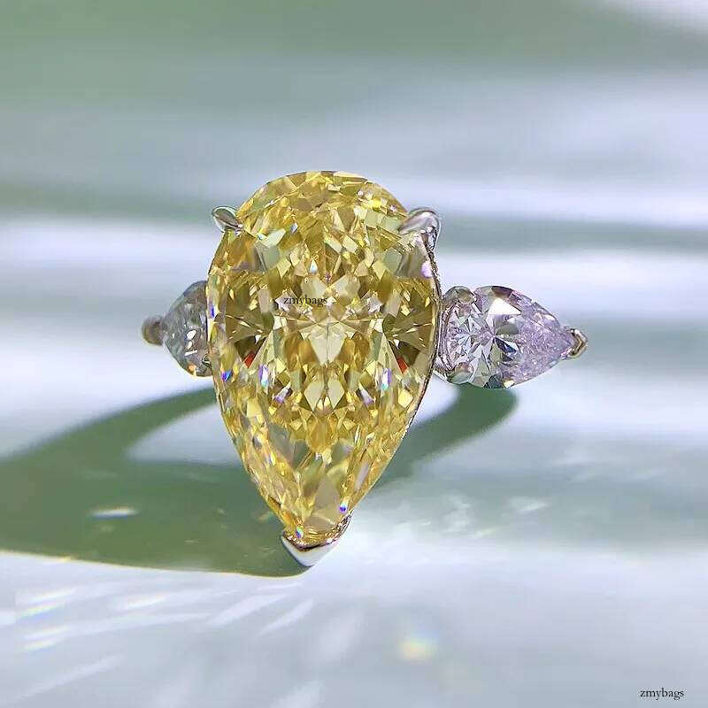 Choucong Brand Wedding Rings Gorgeous Jewelry Soild 100% Sterling Sier Water Drop Pear Cut Natural Moissanite Dia Women Eternity Band Ring Gift - view 3