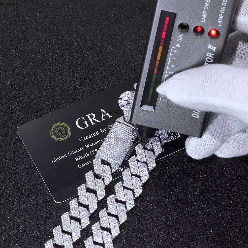 NUOYA 15mm Iced Out Cuban Bracelet Men Hip Hop Jewelry Shiny VVS Moissanite Sier Chain Party Gifts