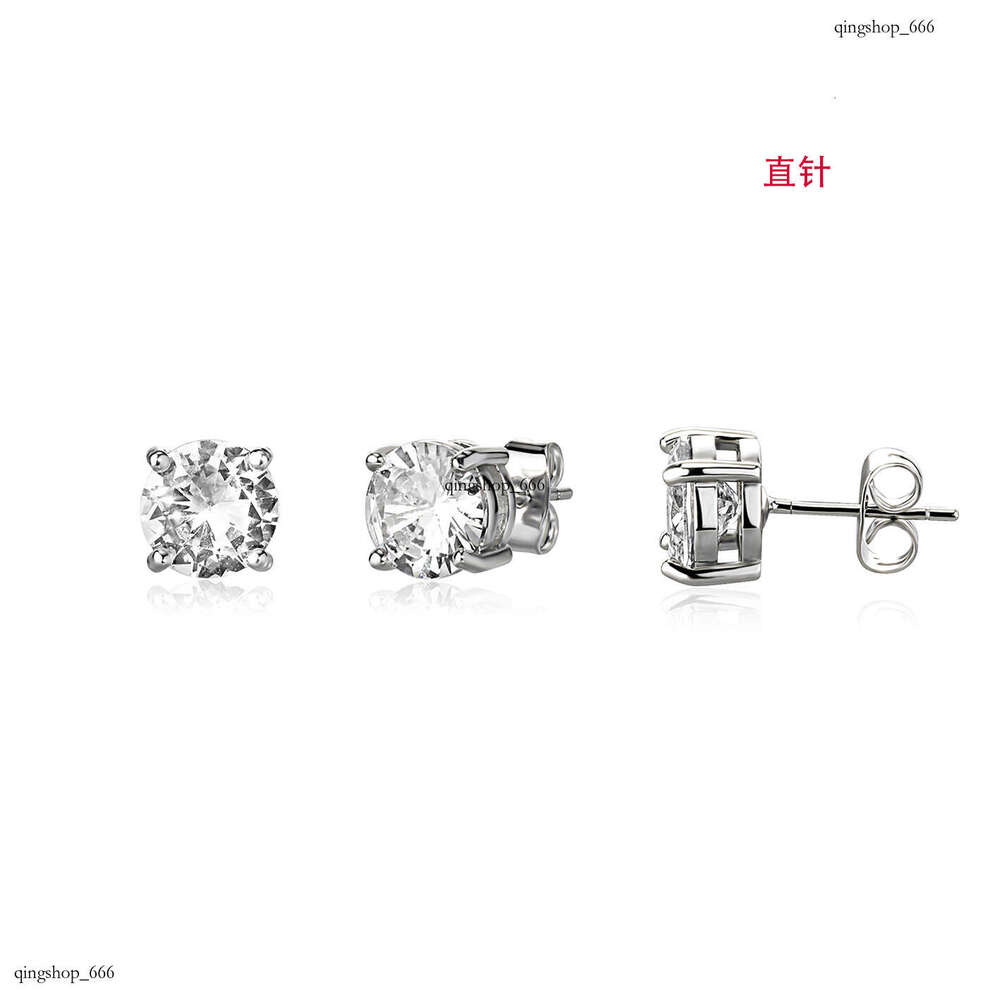 Sterling Silver Zircon Fashionable Elegant Classic Personality Six-Prong for Women 8mm Earrings