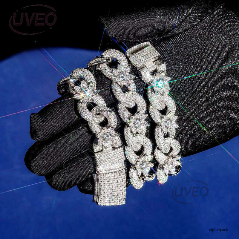 Jewelry VVS Gold Sterling Silver Iced Out 925 Moissanite Cuban Chain Hiphop Pass Diamond Tester Cuban Link Chains Pendant High Quality Mens Fashion Wo